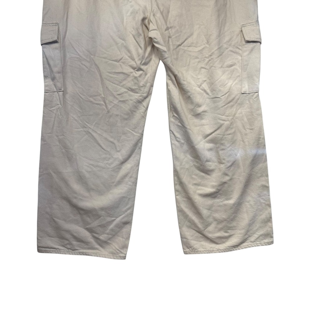 Sky-Hi Wide Leg Cargo Pants Cream Off White Speckled Extra High Rise 20 NEW - Picture 11 of 13